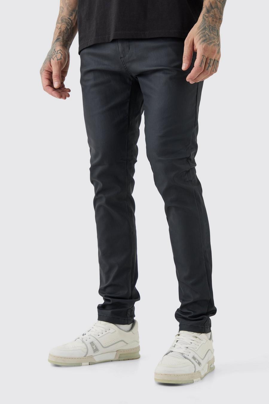 Black Tall Skinny Fit Coated Twill Trouser image number 1
