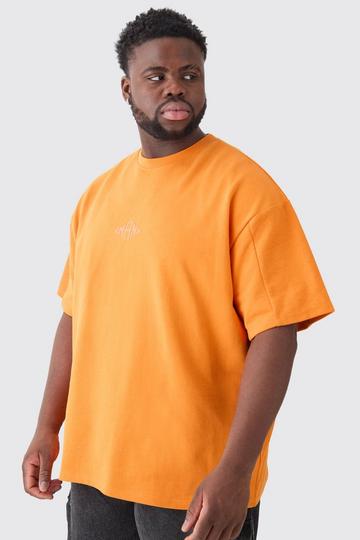 Orange Plus Oversized Silicone Print Panelled T-shirt