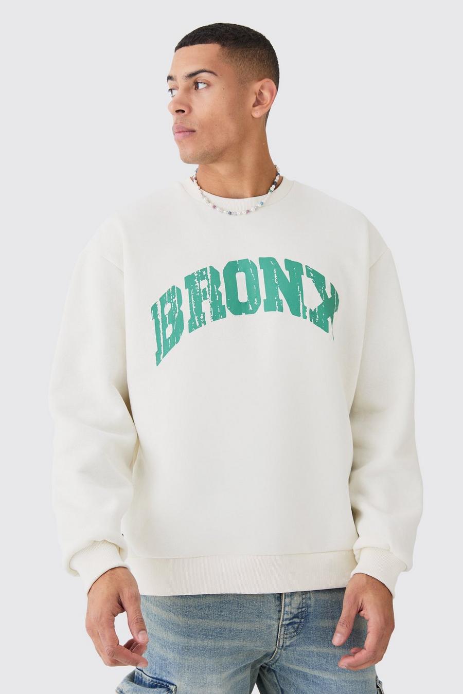 Ecru Bronx Oversize sweatshirt i varsitystil image number 1