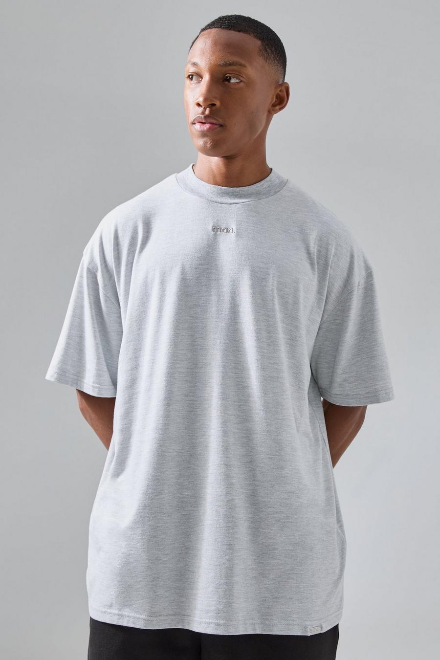 Grey marl Man Active Rest Day Extended Neck Oversized T-shirt 