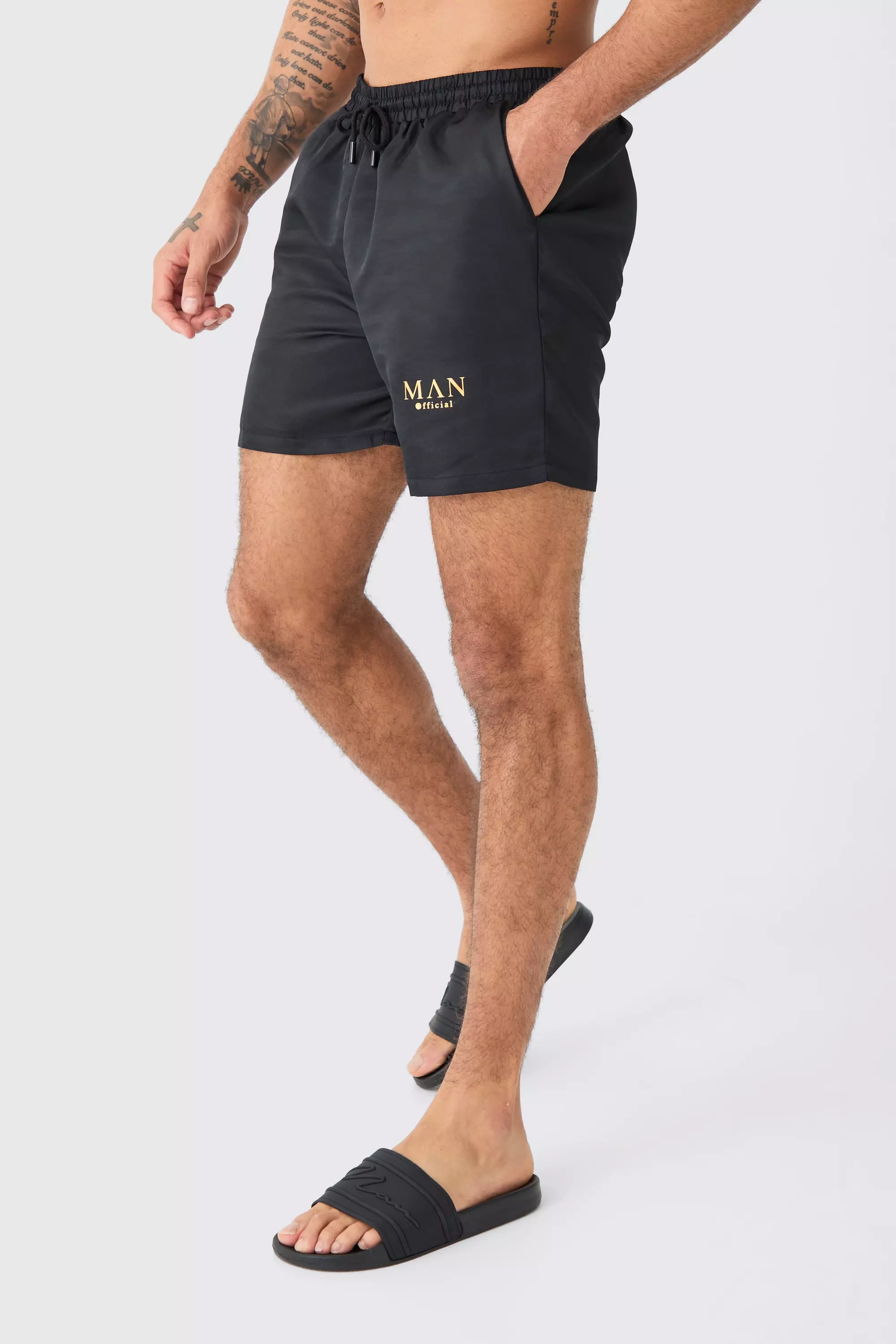 Mid Length Man Gold Swim Shorts
