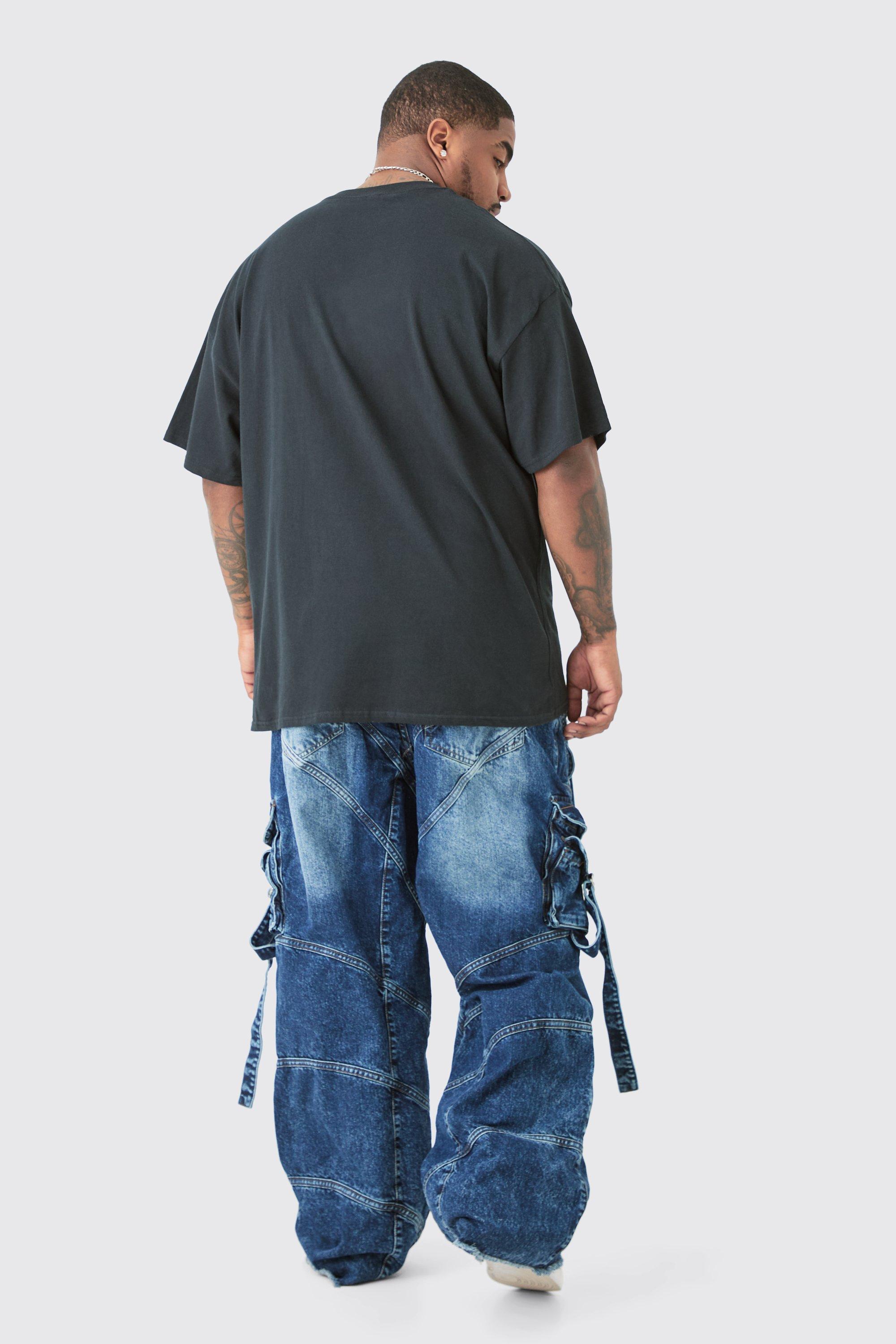 Plus Baggy Rigid Strap And Buckle Detail Jeans | boohoo USA