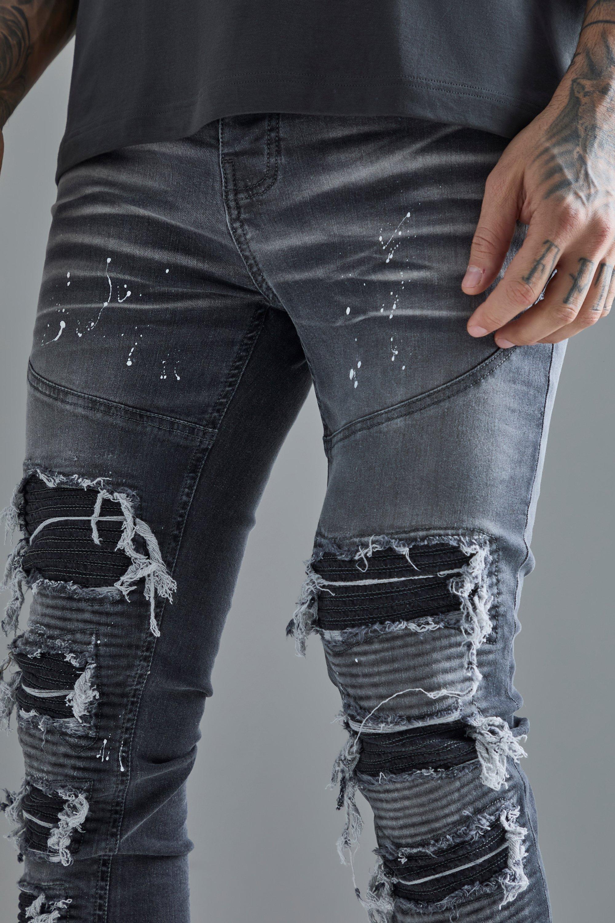 Biker jeans with paint splatter store