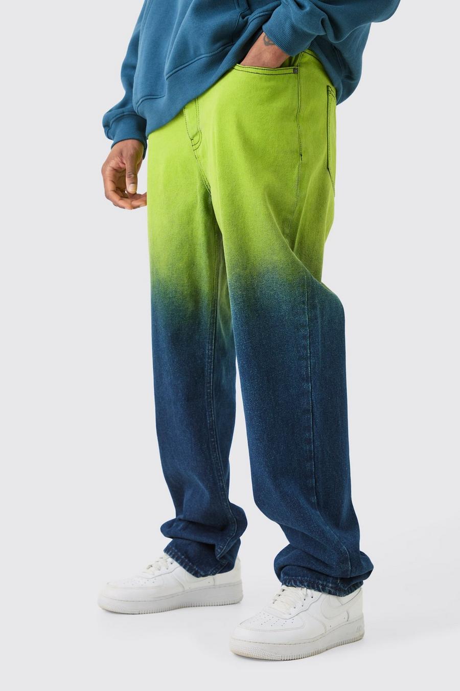 Lime Tall Onbewerkte Ombre Baggy Jeans image number 1