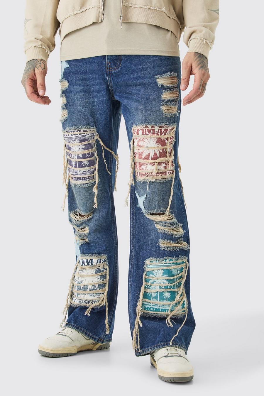Antique blue Tall Flare jeans med ledig passform image number 1