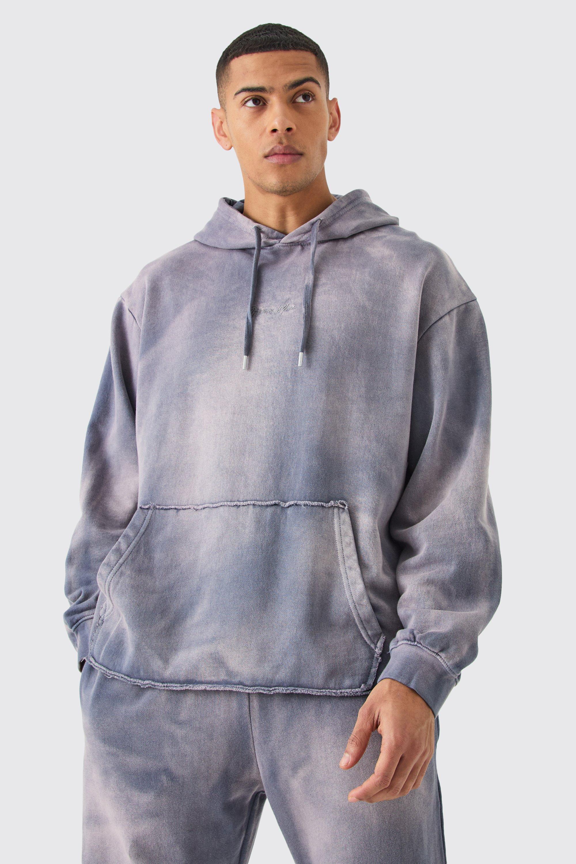 Sweat a capuche oversize delave a broderie MAN boohoo FR