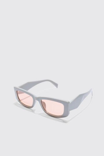 Chunky Angled Frame Sunglasses In Grey grey