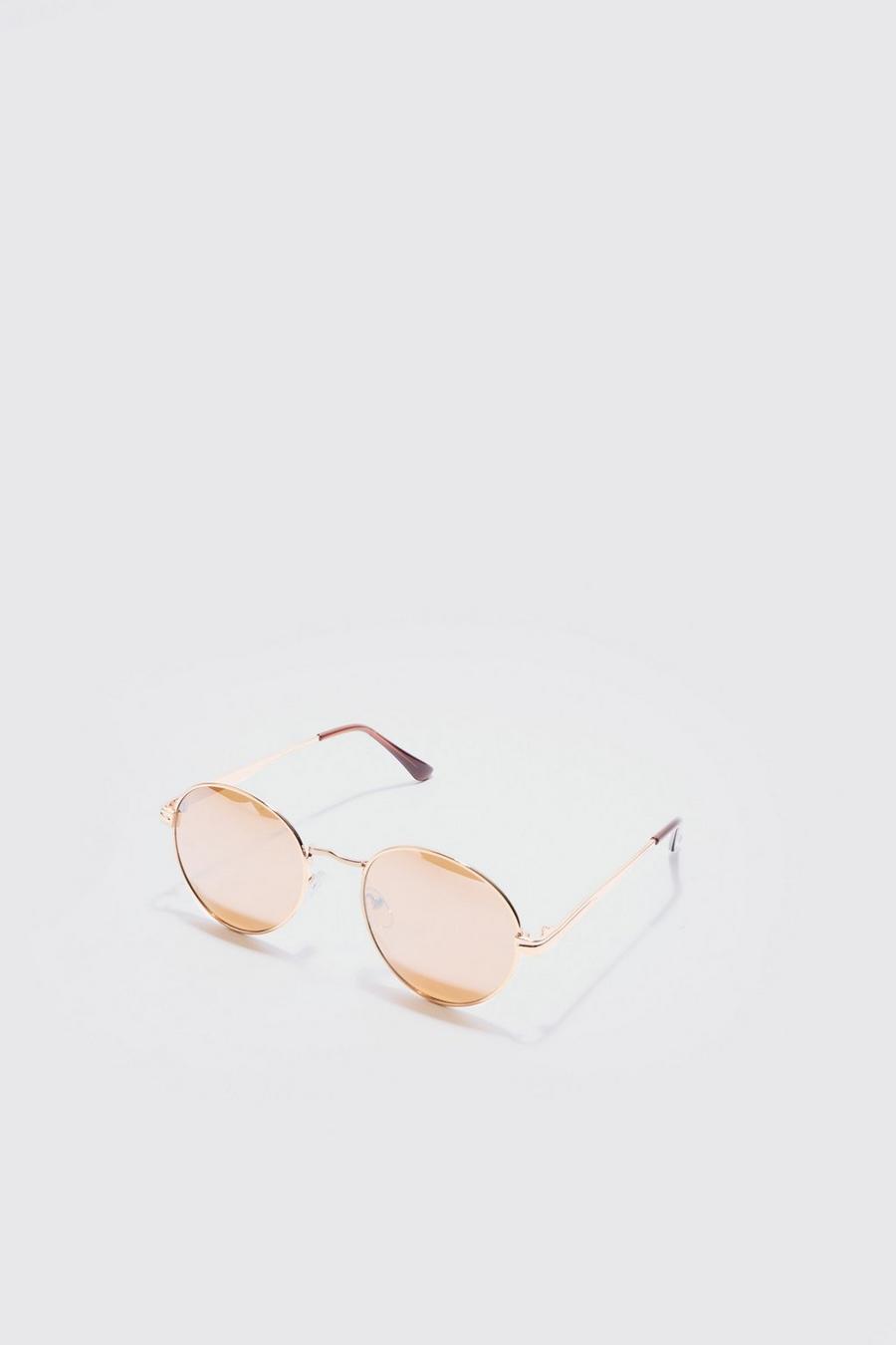 Metal Round Sunglasses In Gold