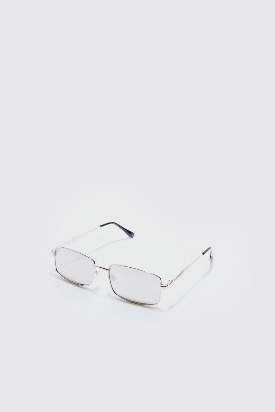 Metal Rectangular Sunglasses In Silver image number 1