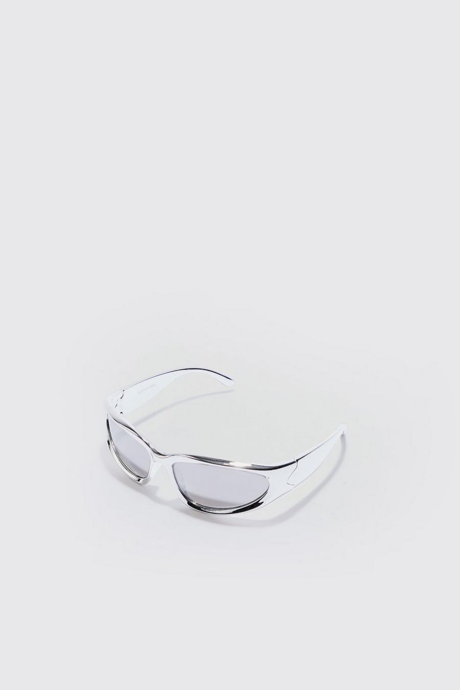 Wrap Around Sunglasses In Silver Grey image number 1