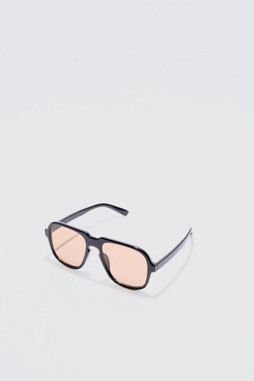 Retro High Brow Sunglasses With Brown Lens