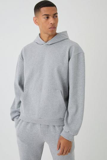 Grey Oversized Boxy Heavyweight Ribbed Hoodie