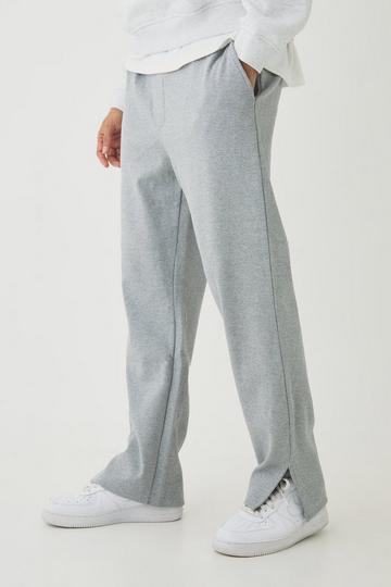 Regular Fit Heavyweight Ribbed Split Hem Jogger light grey