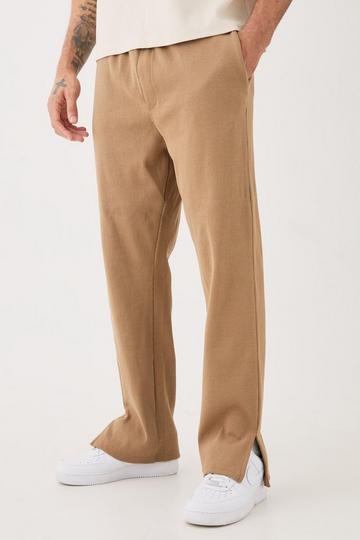 Regular Fit Heavyweight Ribbed Split Hem Jogger light brown