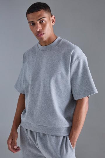 Sweat oversize côtelé à manches courtes grey marl