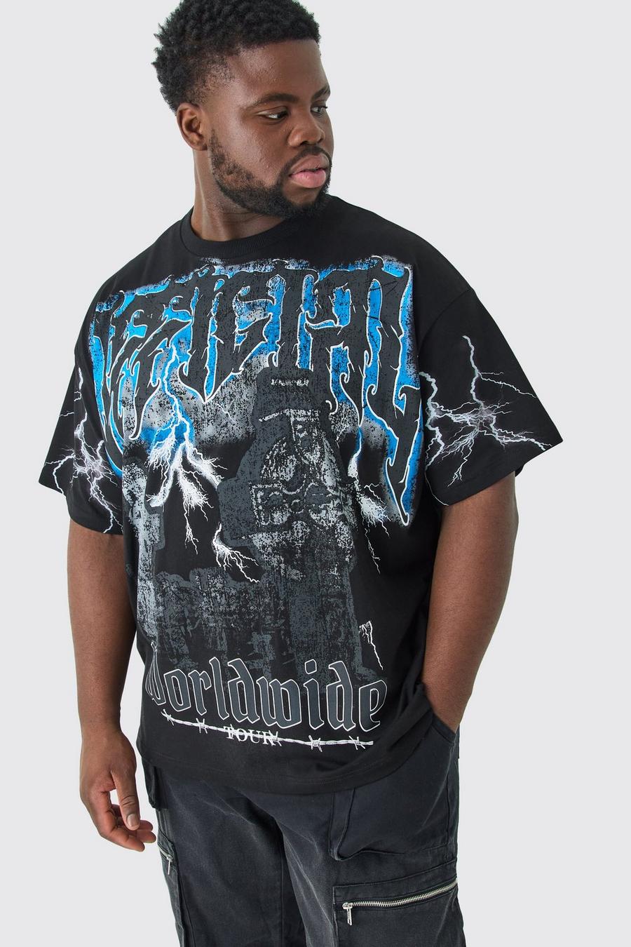 Black Plus Oversized Official Gravestone Graphic T-shirt image number 1