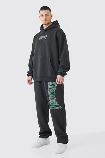 Black Tall Phoenix Oversized Hooded Tracksuit