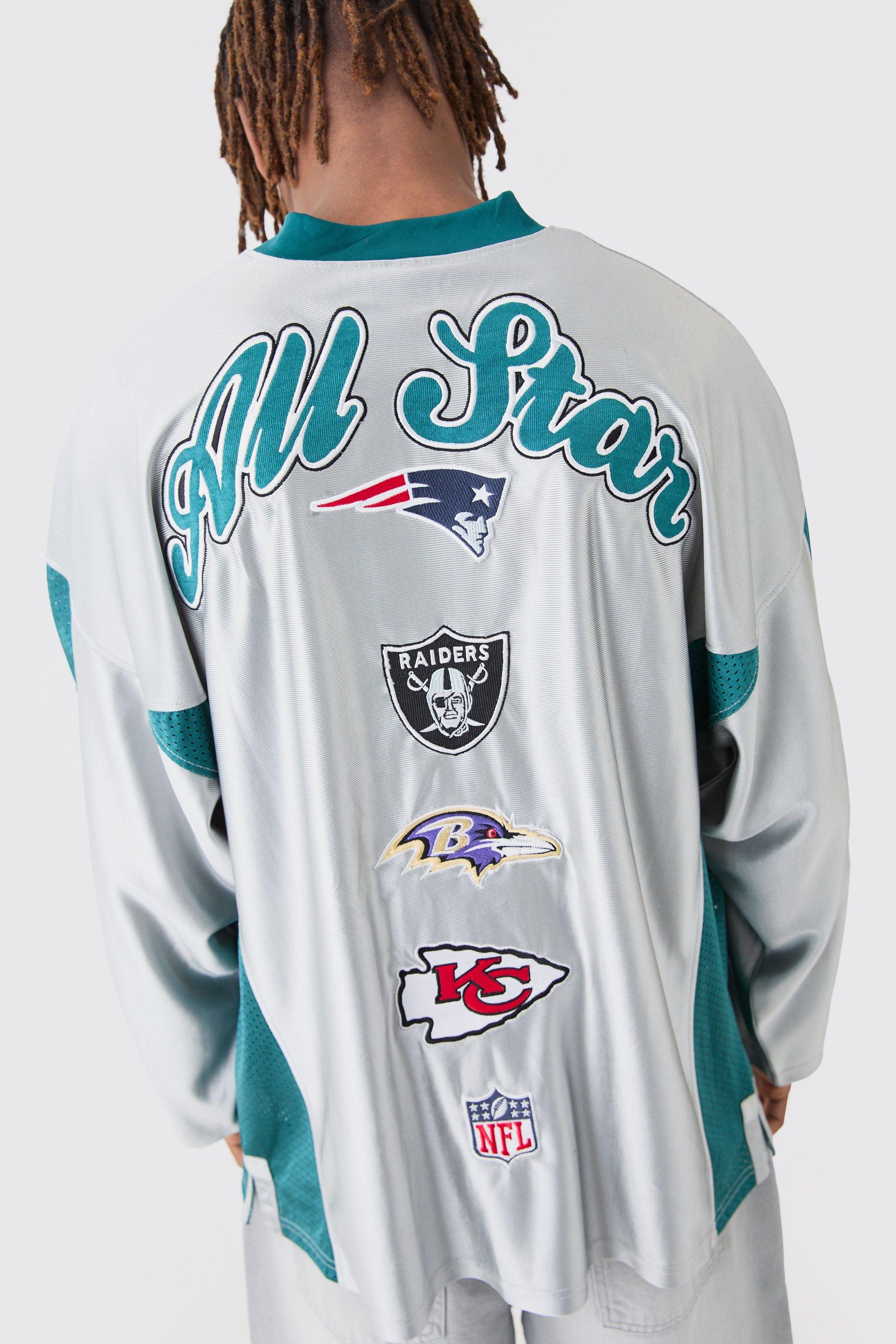 Nfl All Star Football Mesh Satin Long Sleeve License Top boohoo