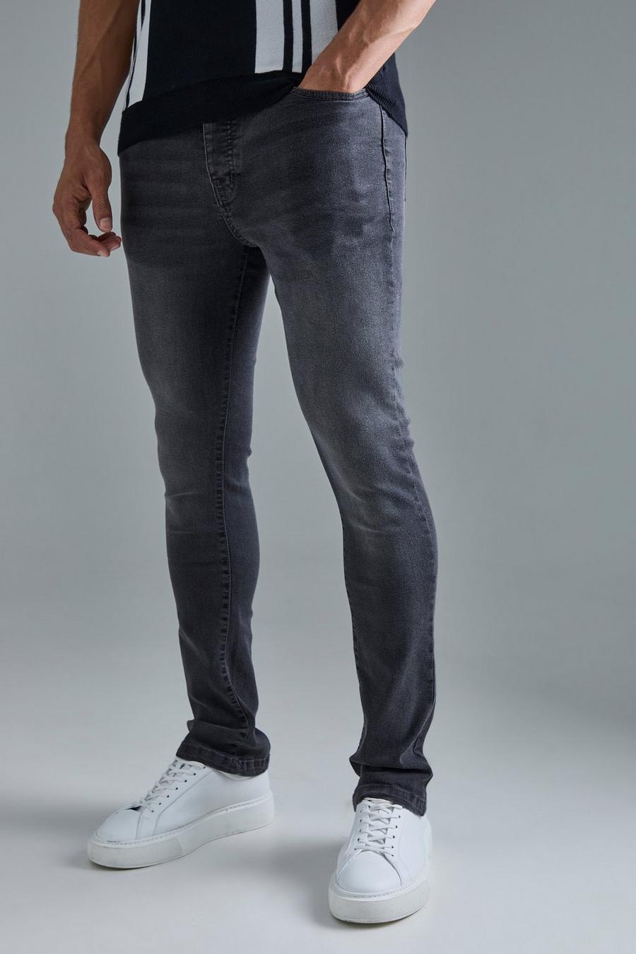 Skinny Stretch Flare Jeans In Charcoal