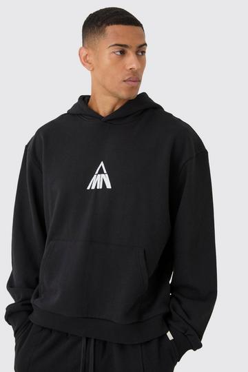 Man Oversized Boxy Heavyweight Hoodie black