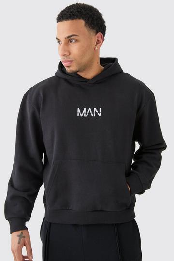 Man Oversized Boxy Heavyweight Hoodie black