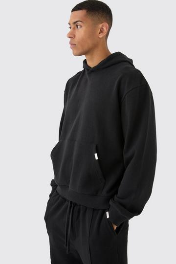 Black Oversized Boxy Heavyweight Hoodie - Loopback