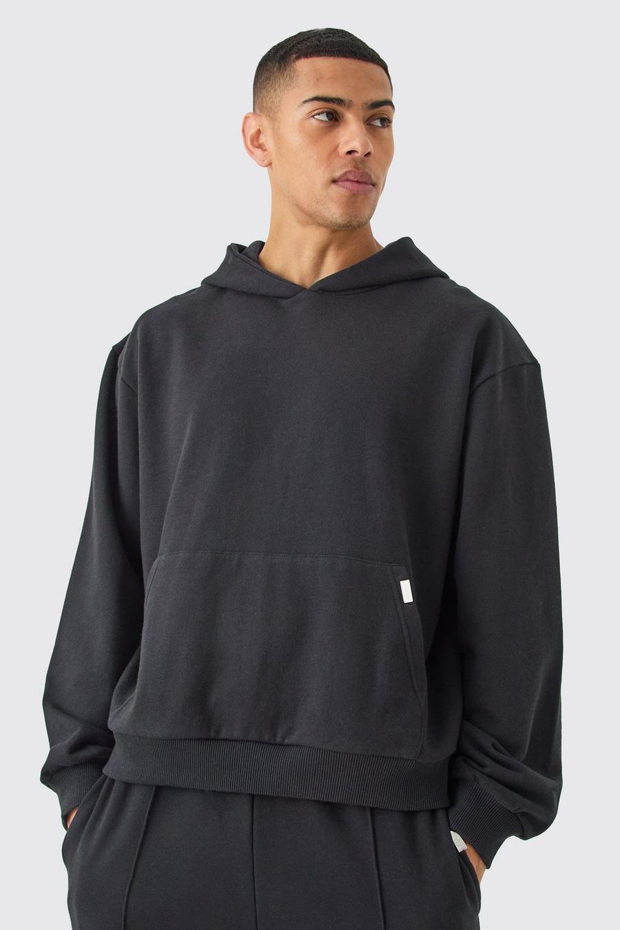 Black Oversize hoodie i tjockt tyg - Loopback image number 1