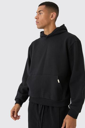 Black Oversized Boxy Heavyweight Hoodie - Brushback