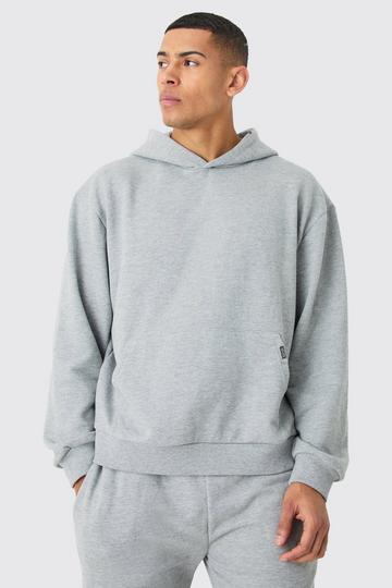 Oversized Boxy Heavyweight Hoodie grey marl