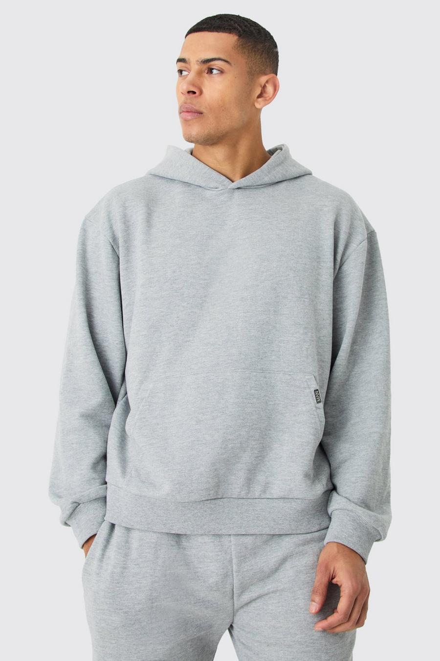 Grey marl Oversize hoodie i tjockt tyg image number 1