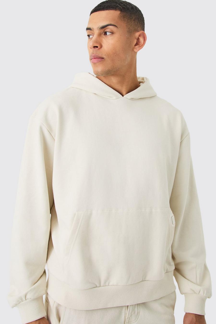 Ecru Oversize hoodie i tjockt tyg image number 1