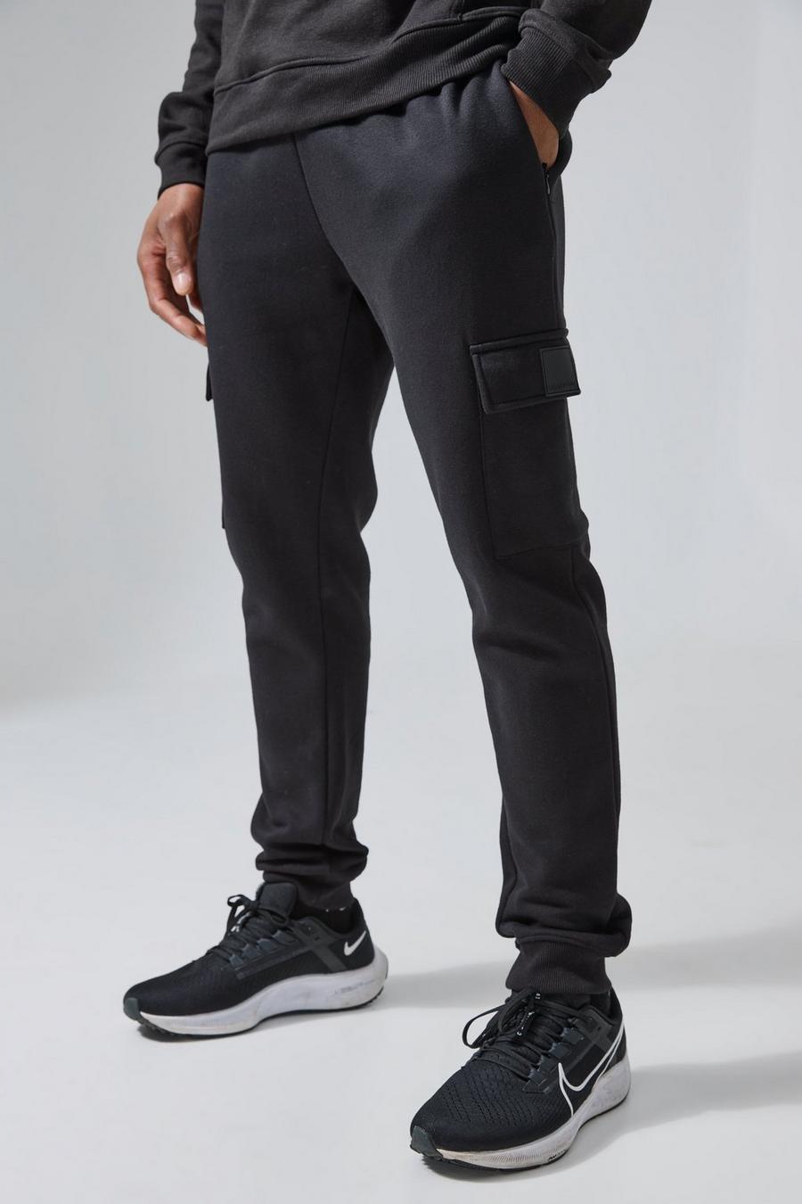 Pantaloni tuta Man Active Gym stile Cargo, Black image number 1
