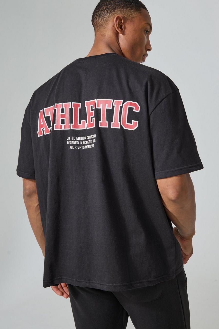 T-shirt squadrata Man Active Athletic con stampa sul retro, Black image number 1