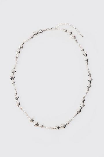 Pearl And Metal Necklace In Silver silver