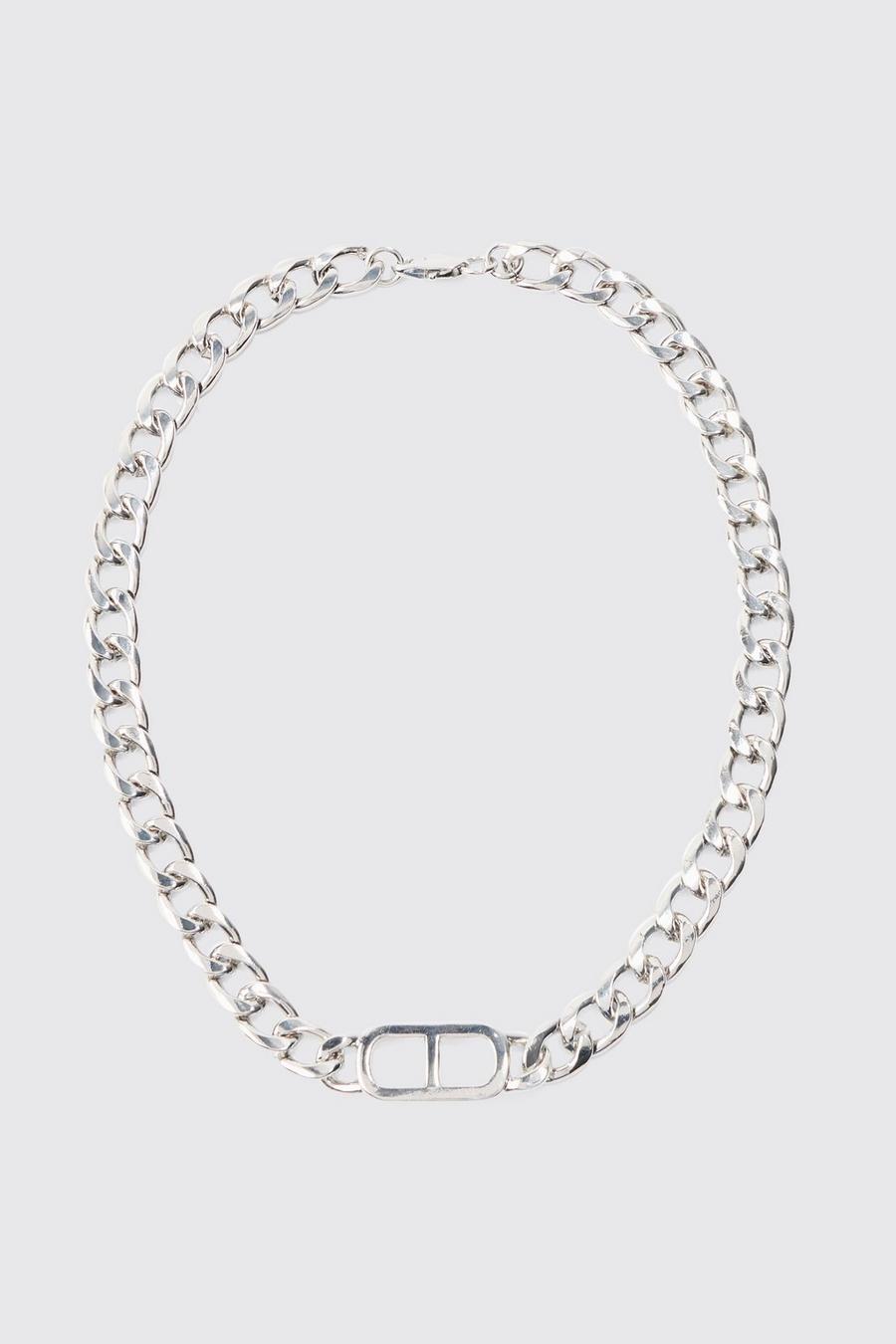 Klobige Metall-Halskette in Silber, Silver image number 1