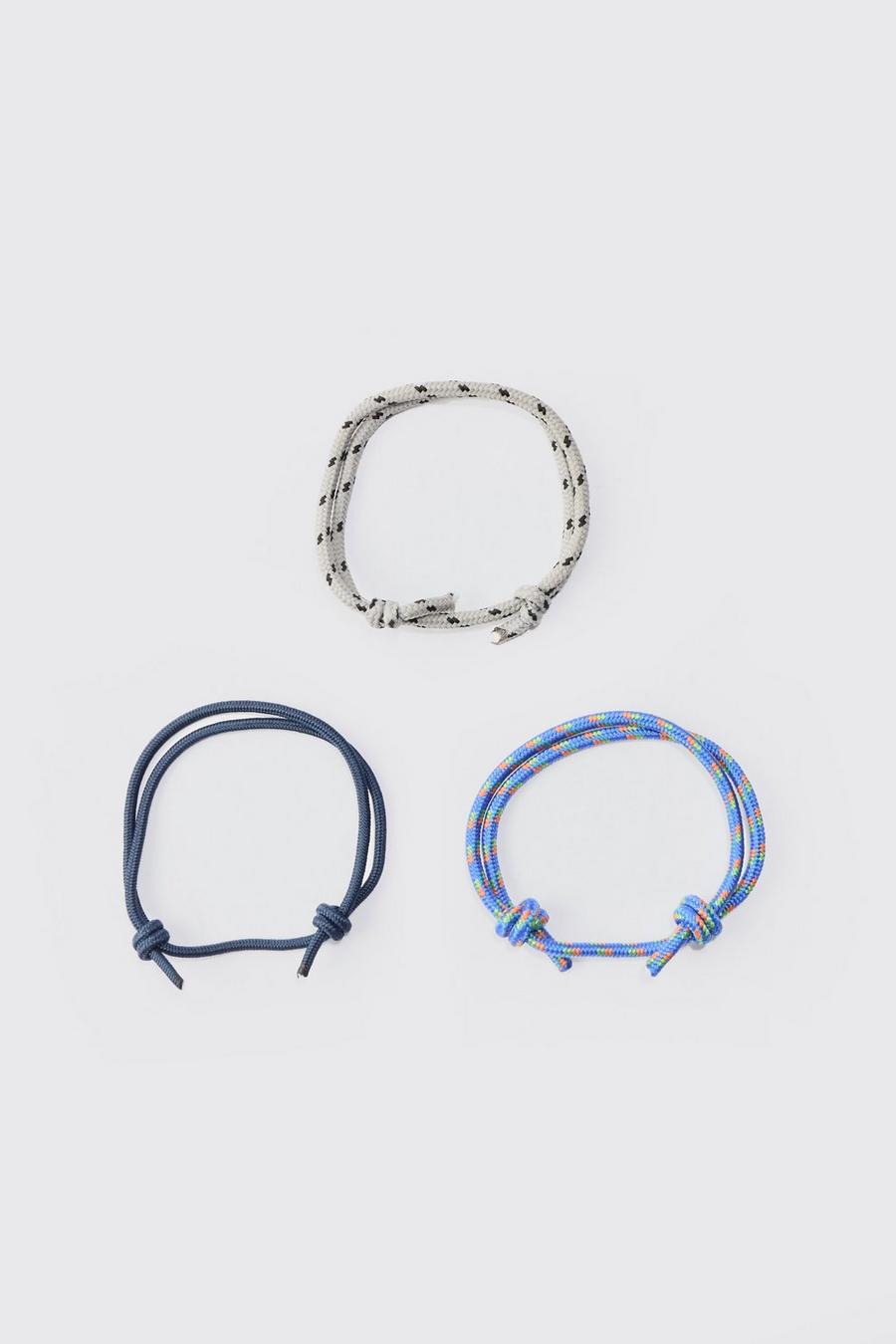 3 Pack Rope Adjustable Bracelets In Multi image number 1