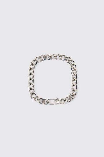 Chunky Clasp Detail Metal Bracelet In Silver silver