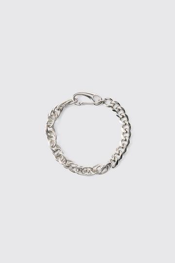 Chunky Clasp Detail Brushed Metal Bracelet In Silver silver