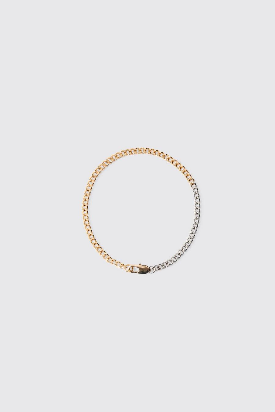 Two Tone Metal Chain Bracelet In Gold image number 1