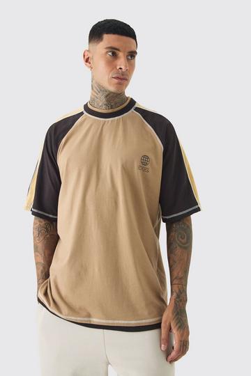 Brown Tall Oversized Carded Heavy Panelled OFCL T-shirt