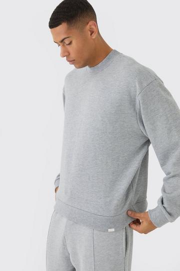 Grey Oversized Extended Neck Boxy Heavy Sweatshirt