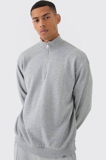 Oversized Heavyweight 1/4 Zip Sweatshirt light grey