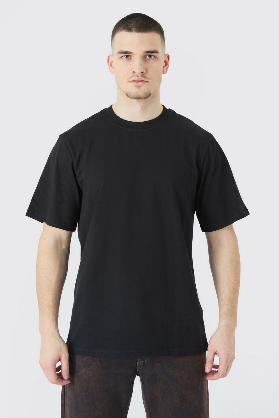 Black Tall Basic T-shirt med rund hals image number 1