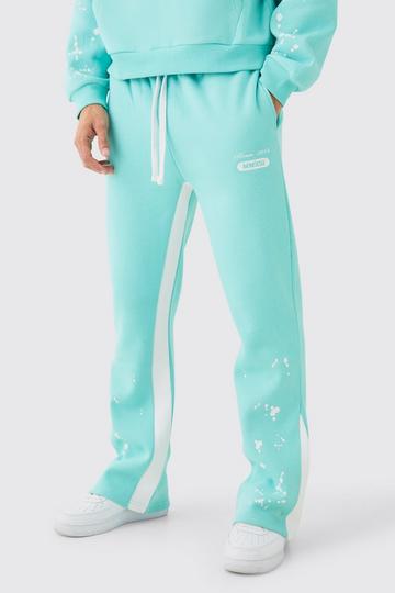 Regular Fit Paint Splatter Gusset Jogger aqua