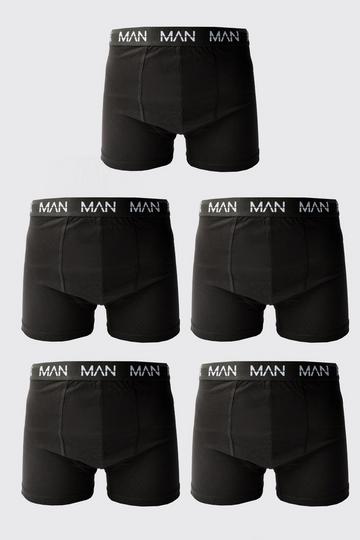 Black 5 Pack Man Dash Repeat Classic Trunks