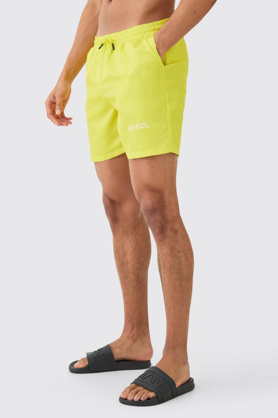 Mittellange Ofcl Badehose, Neon-yellow image number 1
