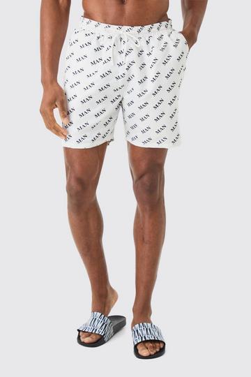 White Mid Length Man Swim Short