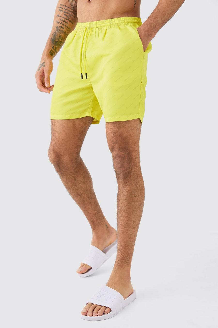 Mittellange Limited Edition Badehose, Neon-yellow image number 1