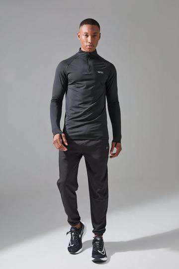 Black Man Active Quarter Zip And Sweatpant Tracksuit