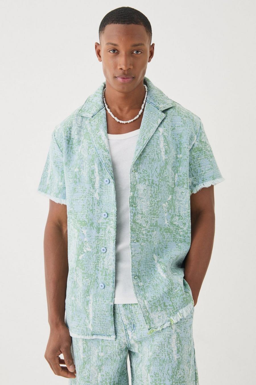 Green Denim Tapestry Revere Shirt